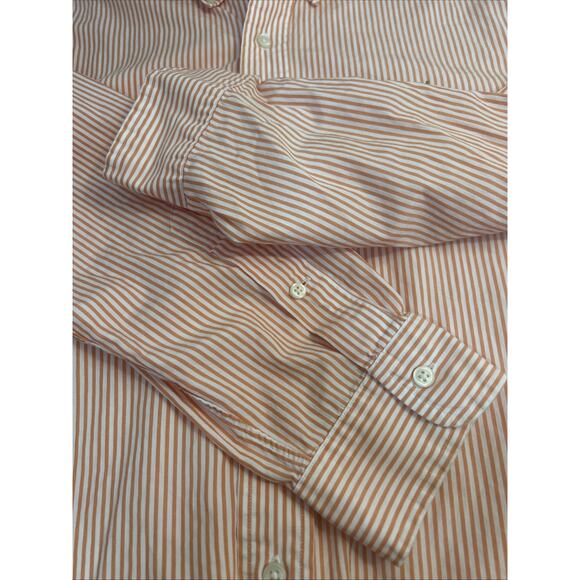 Ralph Lauren Shirt Orange White Striped Buttons Custom Fit Long Sleeve Men’s L - Picture 8 of 16
